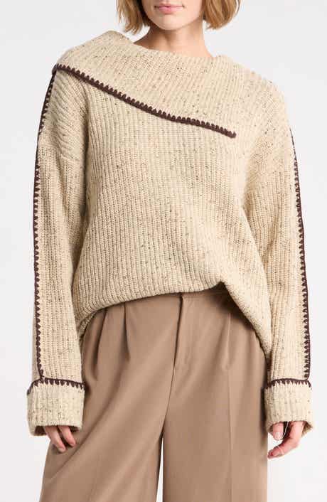 Whipstitch Trim Pullover Sweater