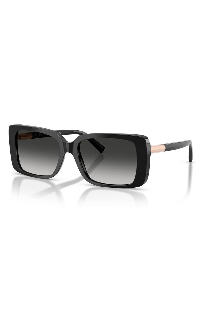 Tiffany & Co. 55mm Gradient Rectangular Sunglasses, Alternate, color, Black / Gray Gradient