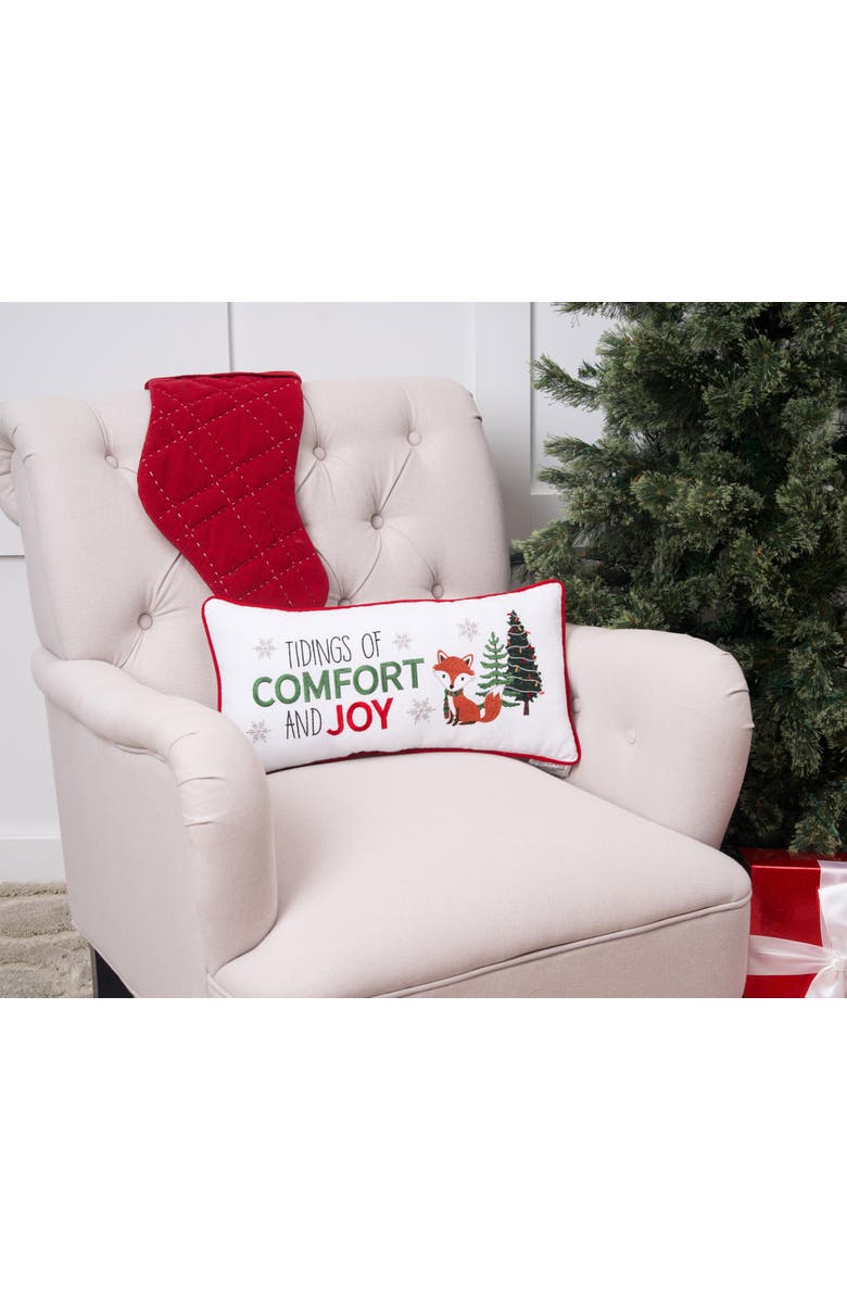 C&F Home Woodland Fox Pine Trees "Comfort & Joy" Accent Pillow, 10" x 20", Alternate, color, Green