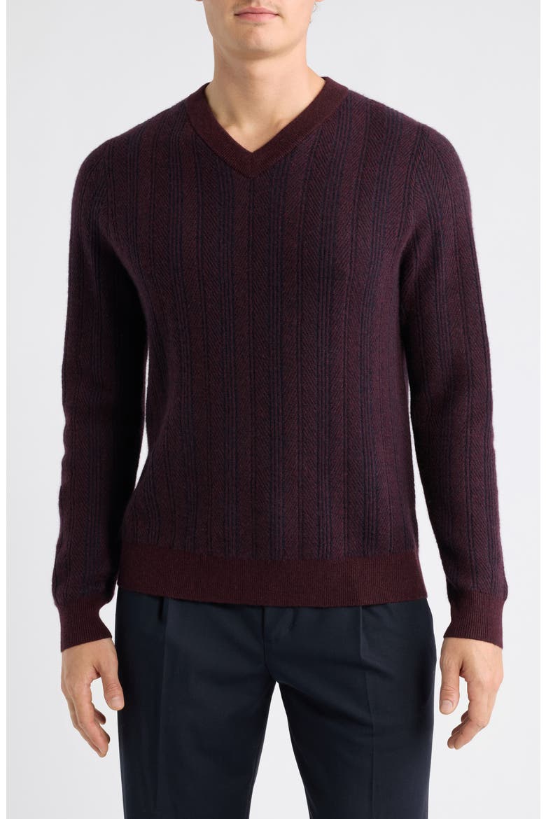 Lux Cashmere Sweater, Main, color, BURGUNDY - NAVY