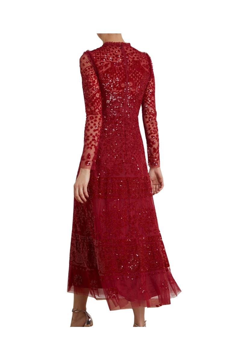 Needle & Thread Aurora Long Sleeve Ballerina Midi Dress, Alternate, color, Cherry Red