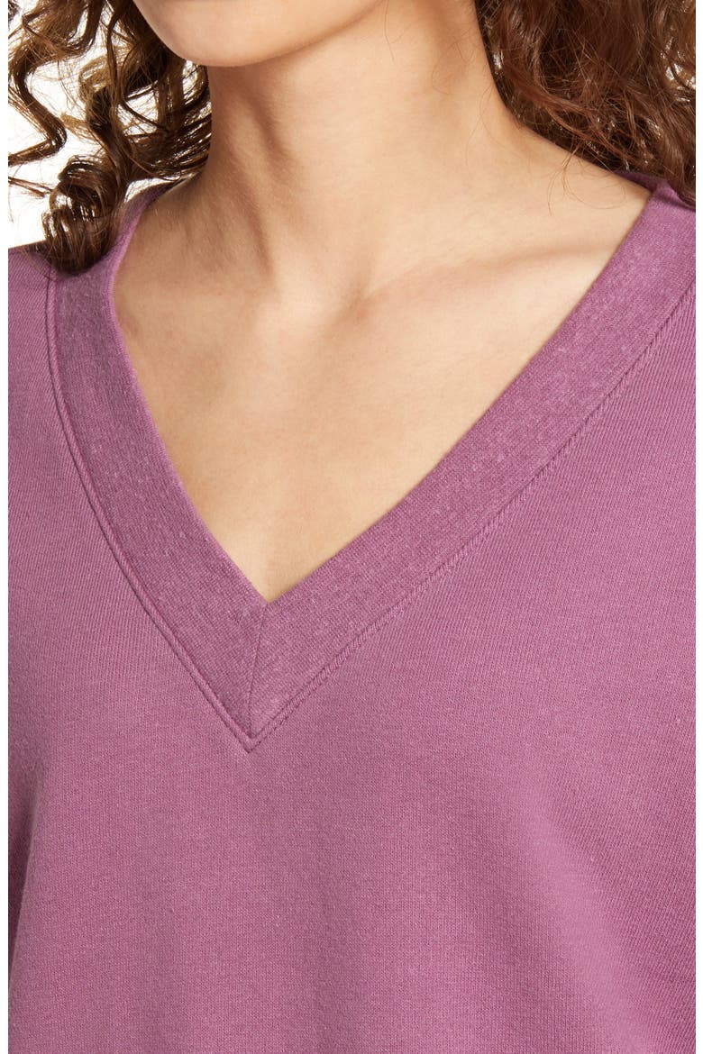 Hemp & Organic Cotton Blend V-Neck Sweatshirt, Alternate, color, WARM VIOLET