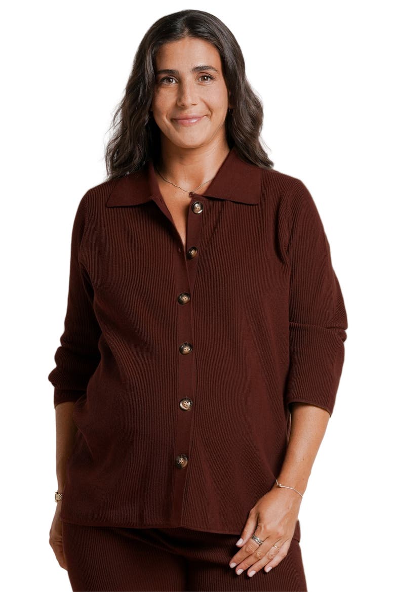 Thomasine Maternity & Nursing Knit Cardigan, Main, color, Chocolate