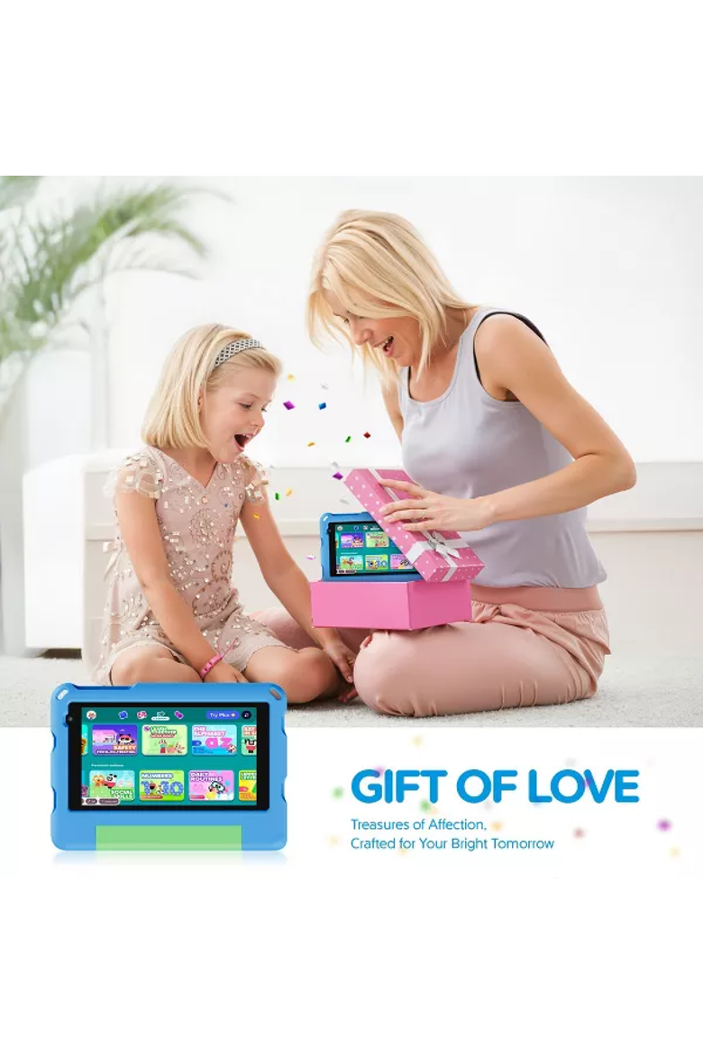 7" Android 15 Tablet with Kids Stand Case, Alternate, color, Blue