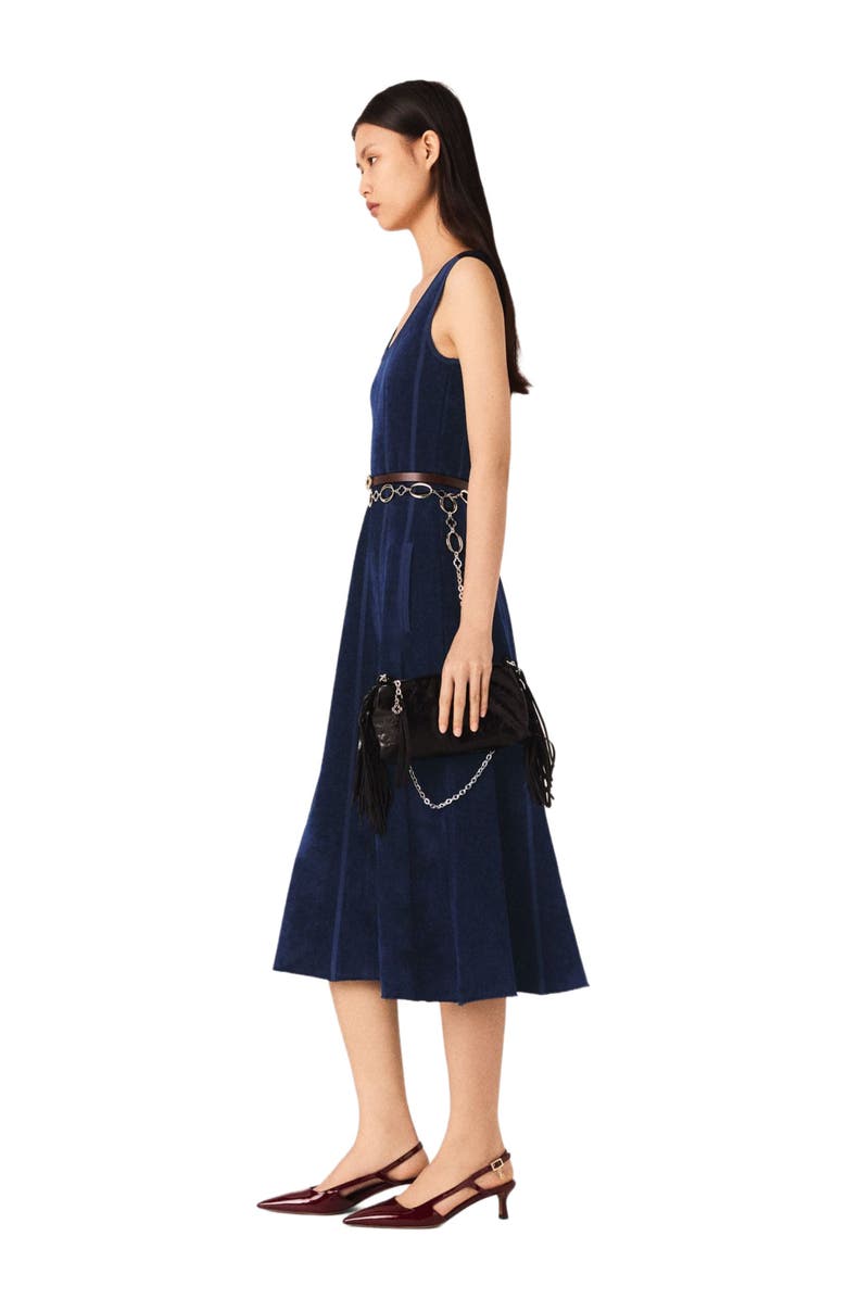 maje Velvet maxi dress, Alternate, color, Navy