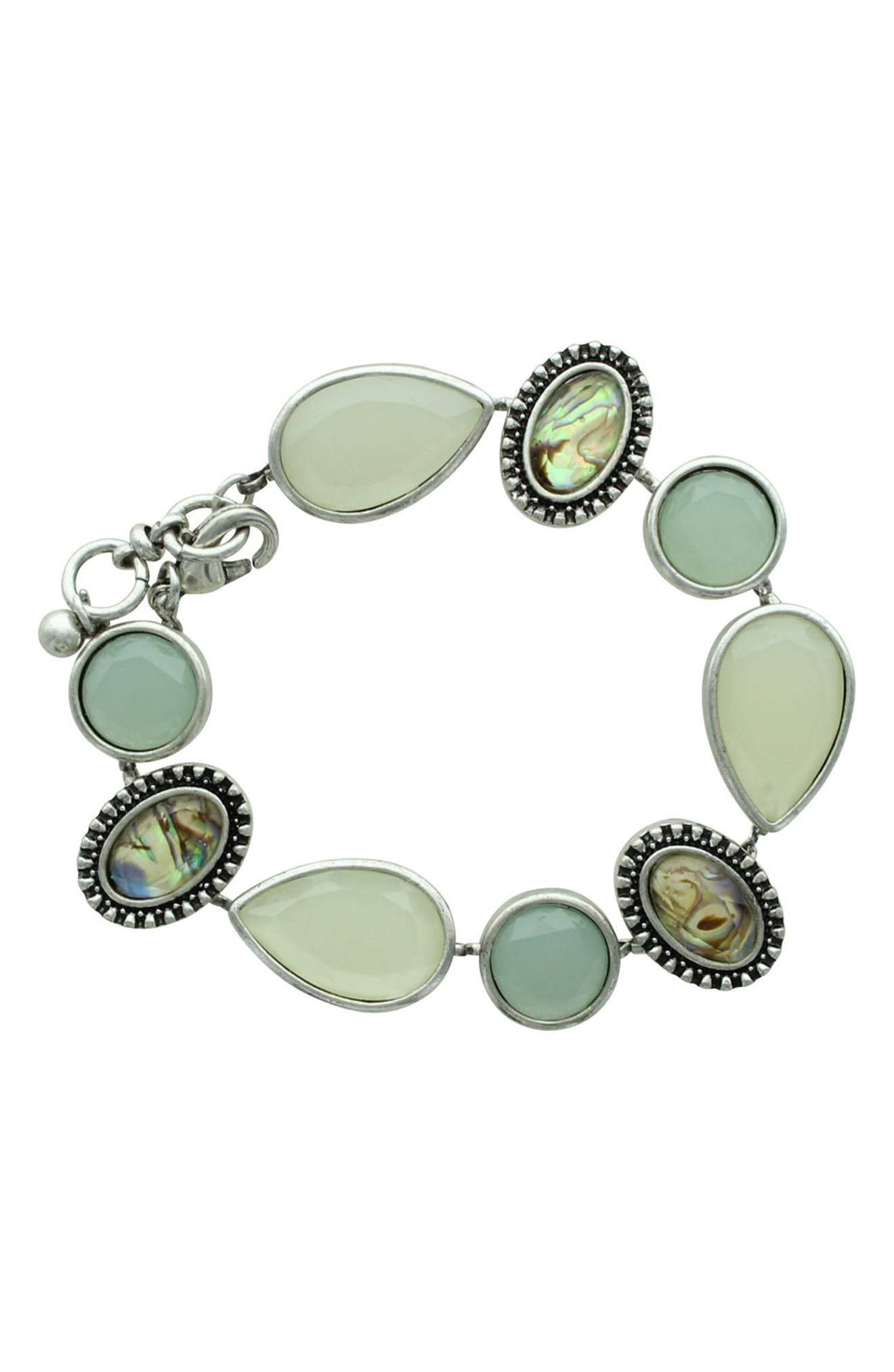 OLIVIA WELLES Iridescent Stone Antiqued Link Bracelet