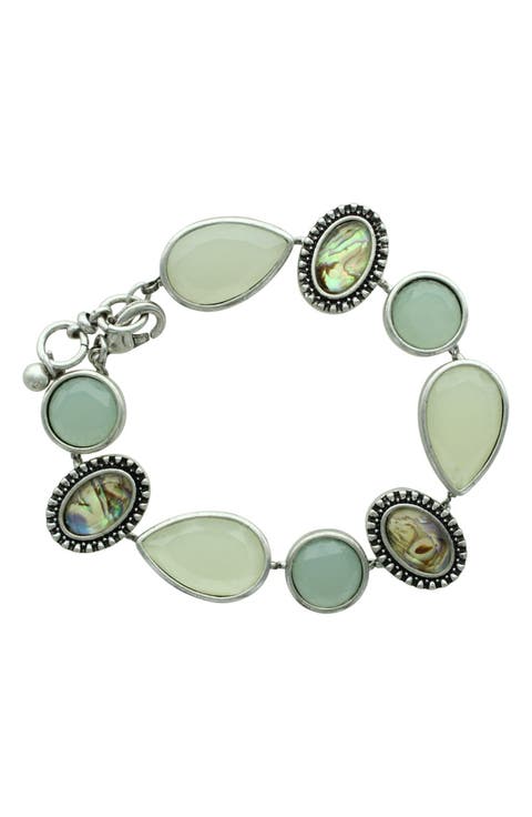 Iridescent Stone Antiqued Link Bracelet