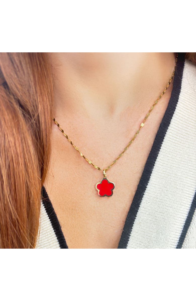 The Lovery Fine Jewelry Coral Flower Charm, Alternate, color, Coral