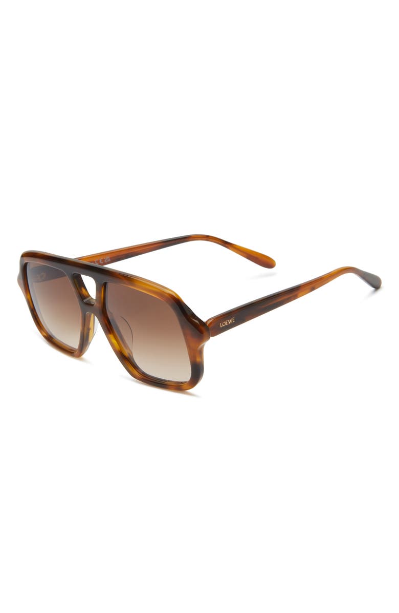 Loewe Slim Rectangular Sunglasses, Alternate, color, Dark Havana / Gradient Brown