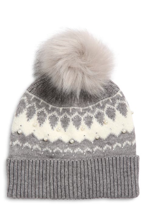 Kids' Embellished Fair Isle Pom Beanie (Big Kid)