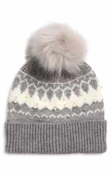 The Accessory Collective Kids' Embellished Fair Isle Pom Beanie