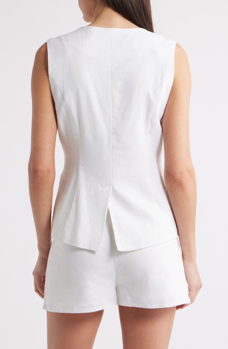 Steve Madden Wesley Linen Blend Button-Up Vest, Alternate, color, White