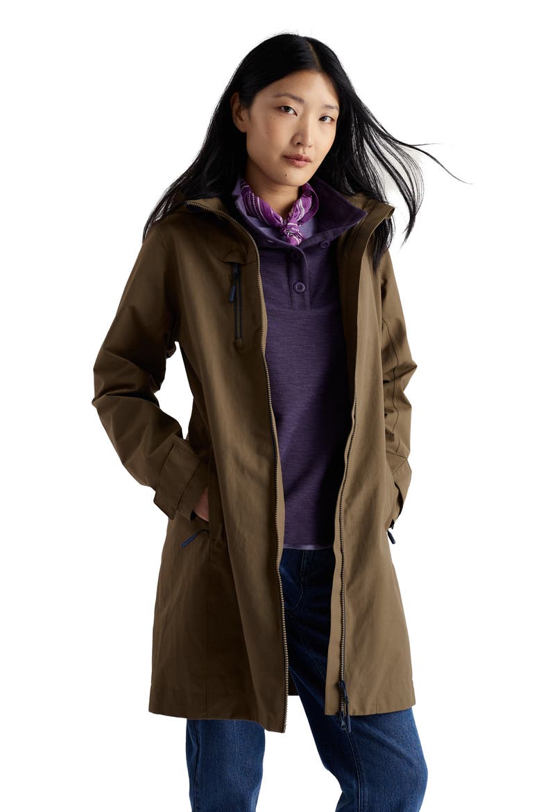 Coverack Waterproof Organic Cotton Raincoat with Removable Hood, Alternate, color, LAUREL