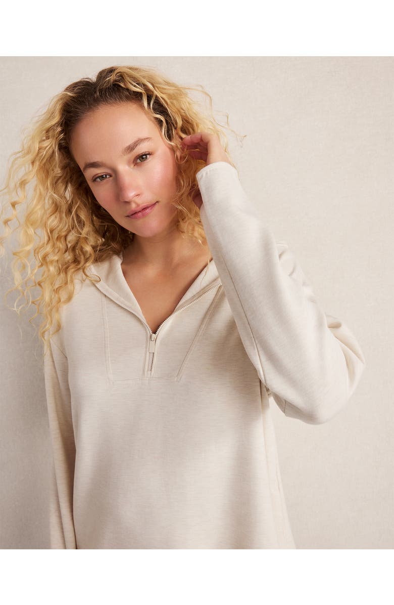 Haven Well Within Soft Knit Half-Zip Hoodie, Main, color, Sandstone Hthr
