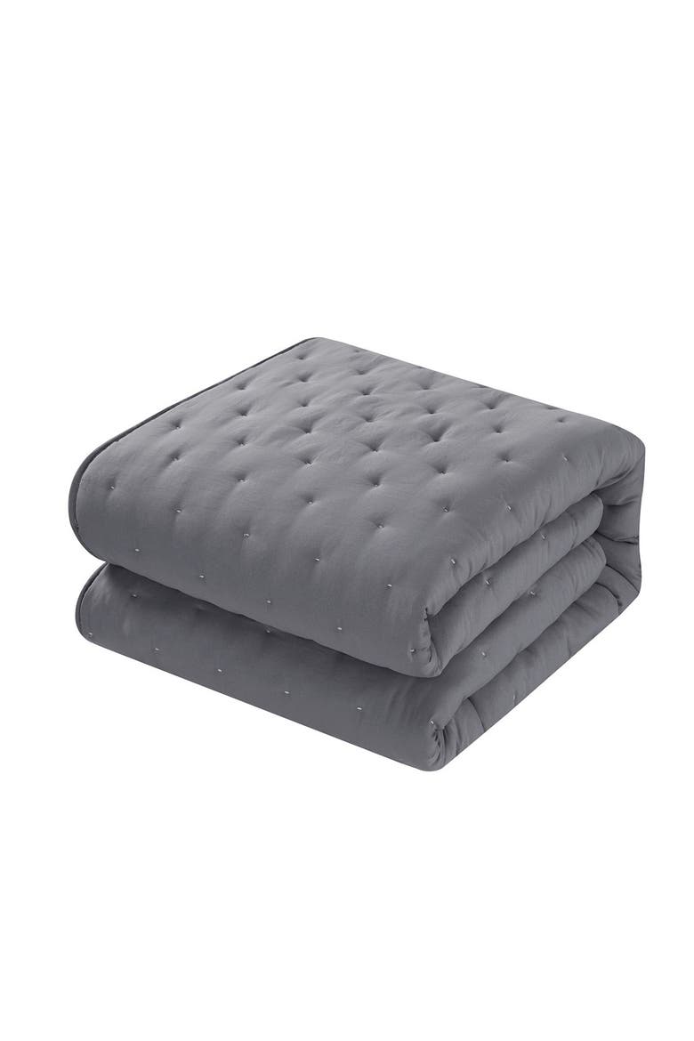 CHIC Chylar Tufted Cross Stitched Design Queen Quilt Set - Grey - 3 ...