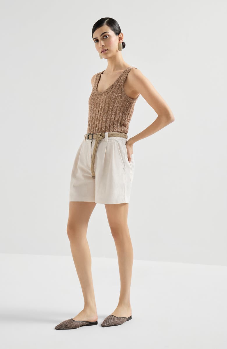 Brunello Cucinelli Baggy shorts with monili, Alternate, color, Chalk