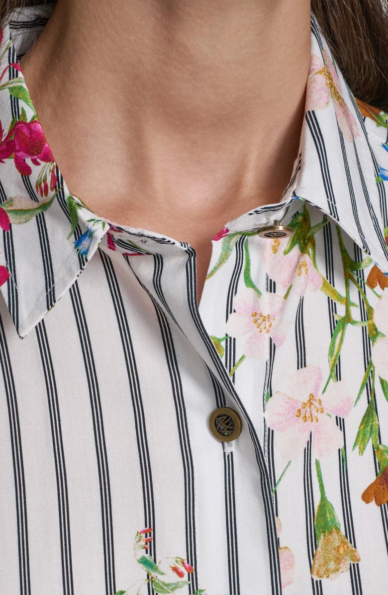 KARL LAGERFELD PARIS Floral & Stripe Button-Up Shirt, Alternate, color,
