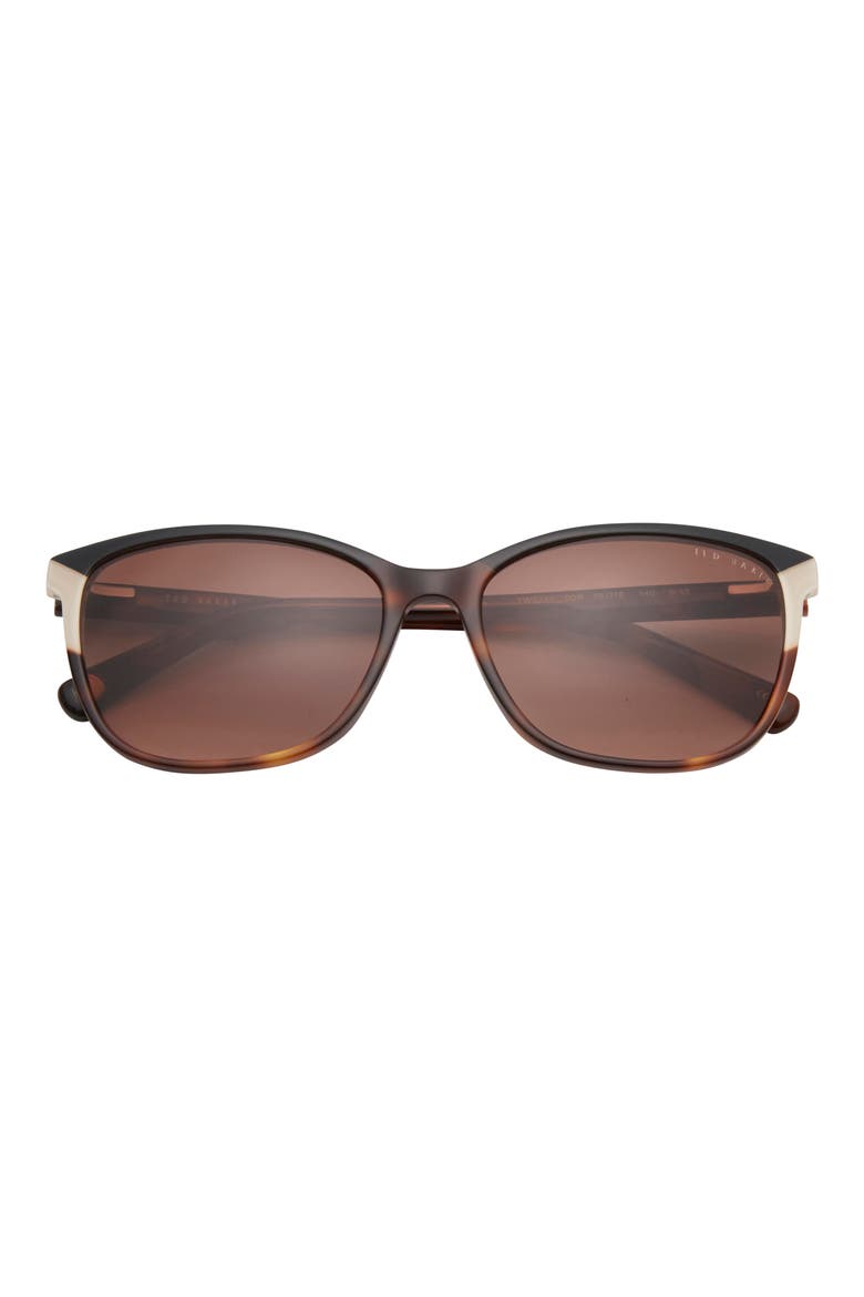 56mm Rectangular Sunglasses, Main, color, TORTOISE
