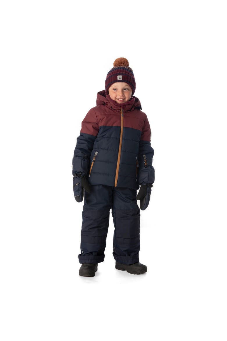 Play Jacket & Pants Fleece Neckwarmer Two Piece Snowsuit, Alternate, color, Navy and Burgundy