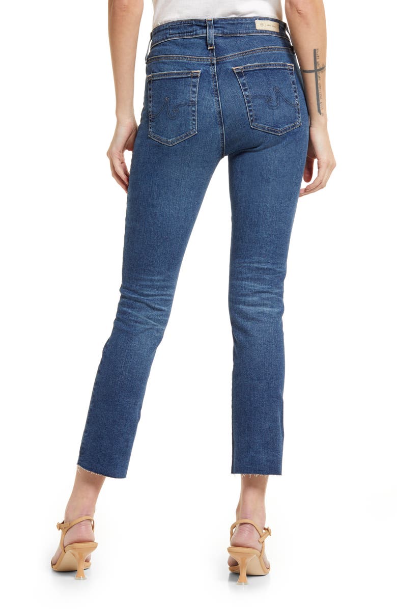 AG Mari Raw Hem High Waist Crop Straight Leg Jeans, Alternate, color, 12 Years Blue Dusk