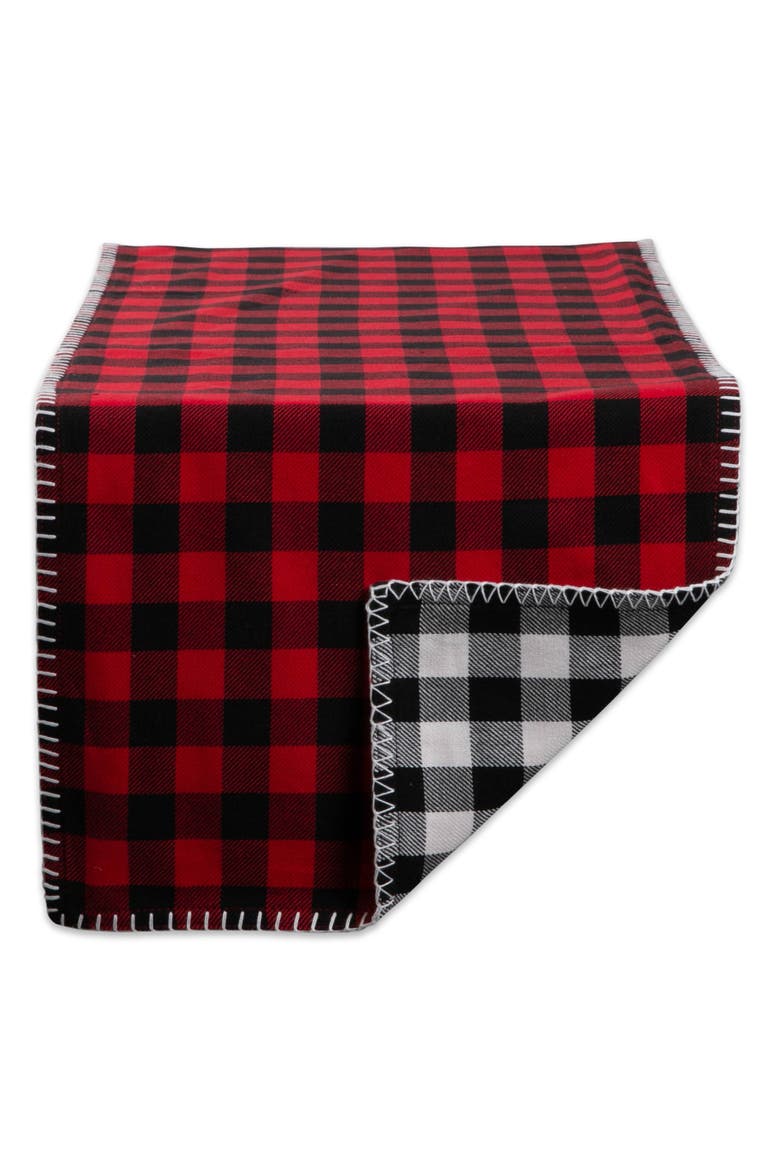 Christmas Buffalo Check Embroidered Table Runner, Alternate, color, Black/Red