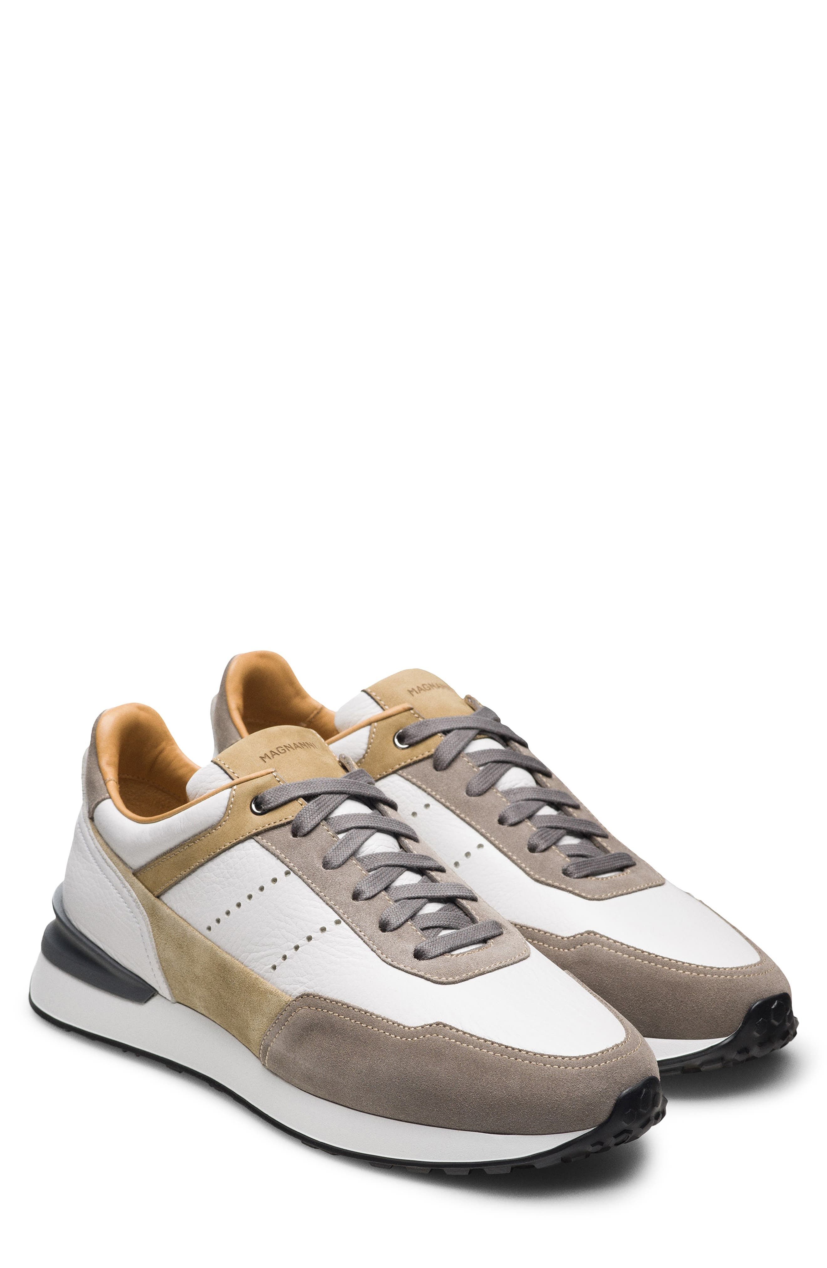 Magnanni Bravo V Sneaker, Main, color, White / Avena