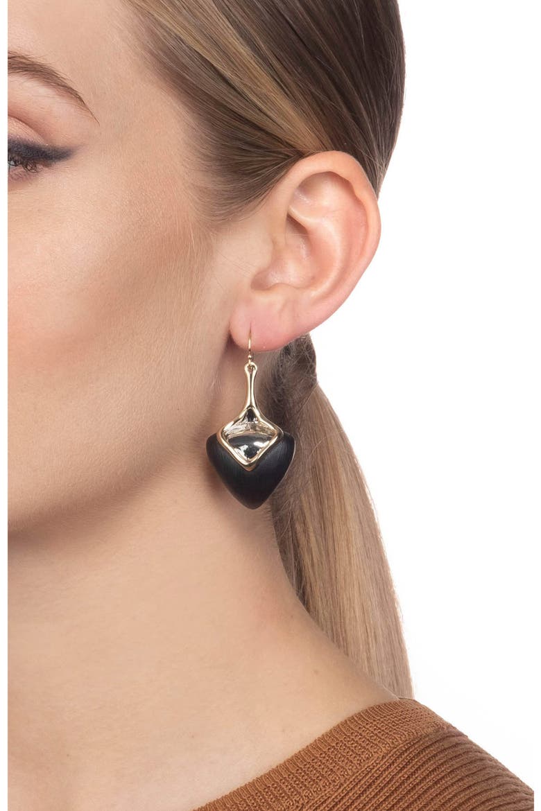 Two-Tone Sculptural Drop Earrings, Alternate, color, BLACK
