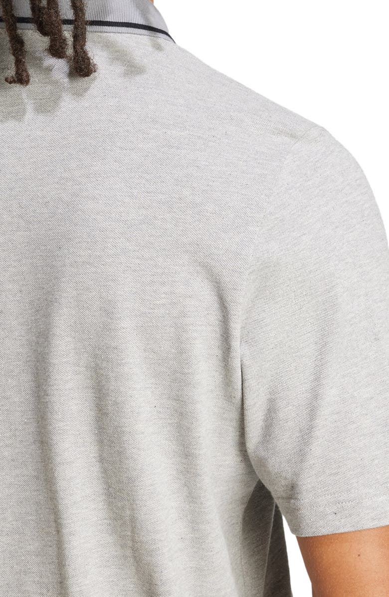 adidas Cotton Piqué Knit Polo, Alternate, color, Medium Grey Heather/ Black