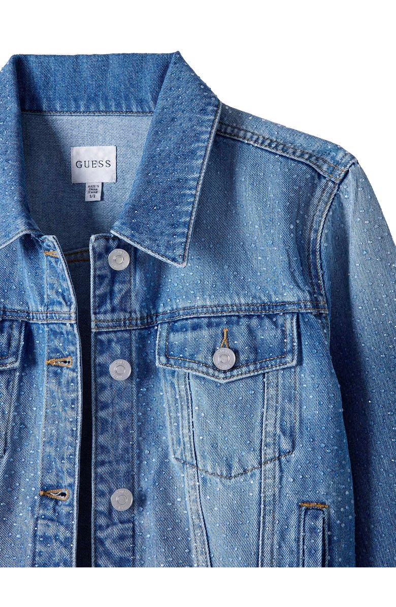 GUESS Lola Crop Denim Trucker Jacket, Alternate, color, Blue