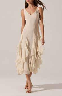 ASTR the Label Philomene Ruffle Detail Midi Dress