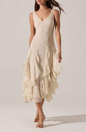 ASTR the Label Philomene Ruffle Detail Midi Dress