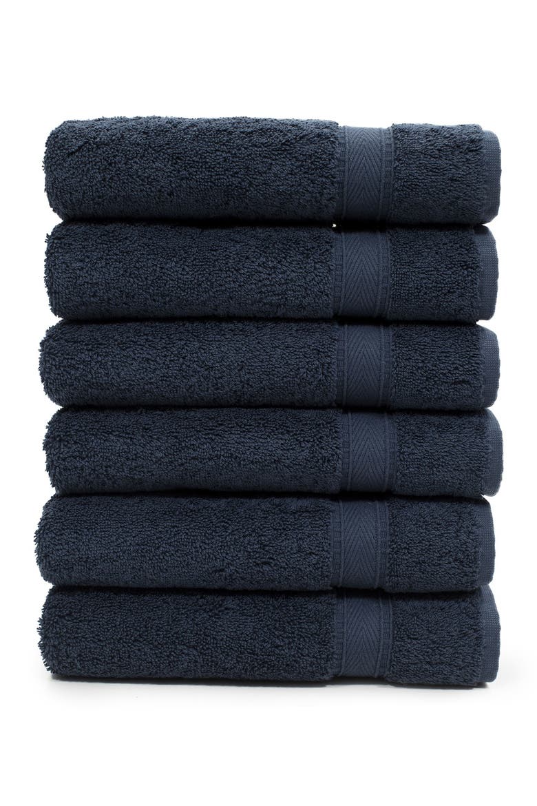 Sinemis Terry Hand Towels - Set of 6 - Navy, Main, color, NAVY