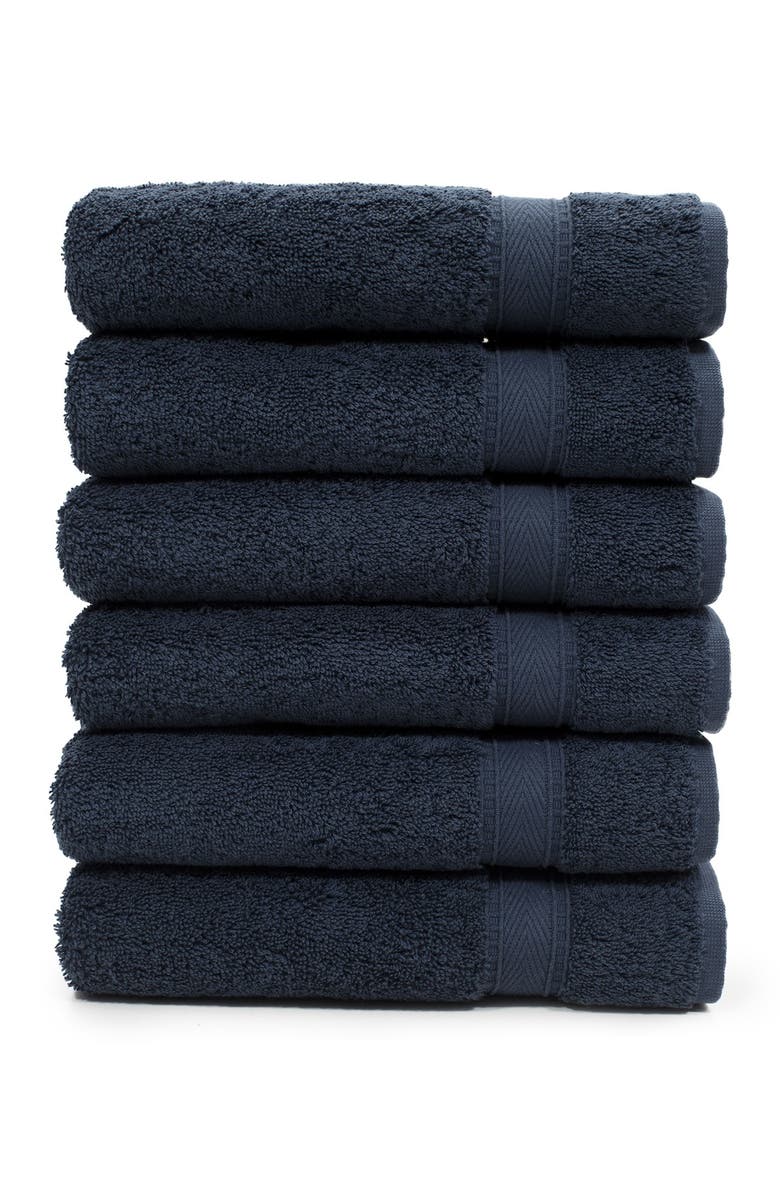 Linum Home Textiles Sinemis Terry Hand Towels - Set of 6 - Navy, Main, color, Navy