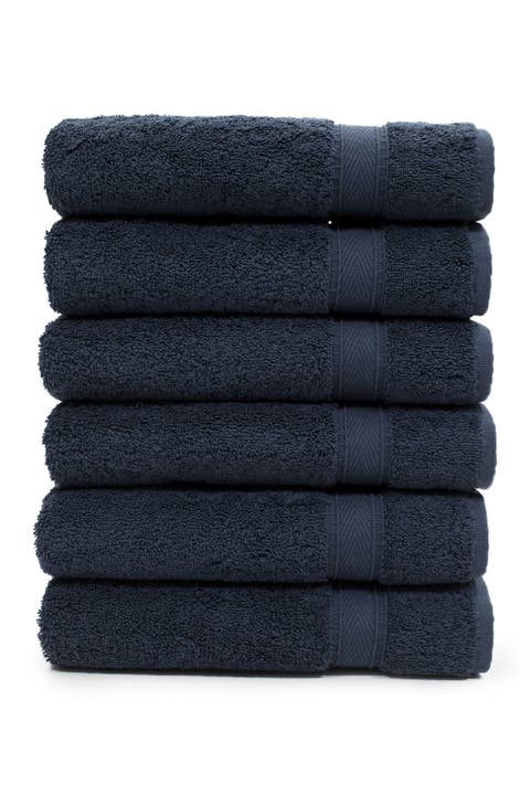 Sinemis Terry Hand Towels - Set of 6 - Navy
