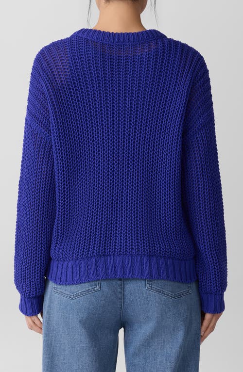 Eileen Fisher Peruvian Organic Cotton Cord Crew Neck Top In Blue