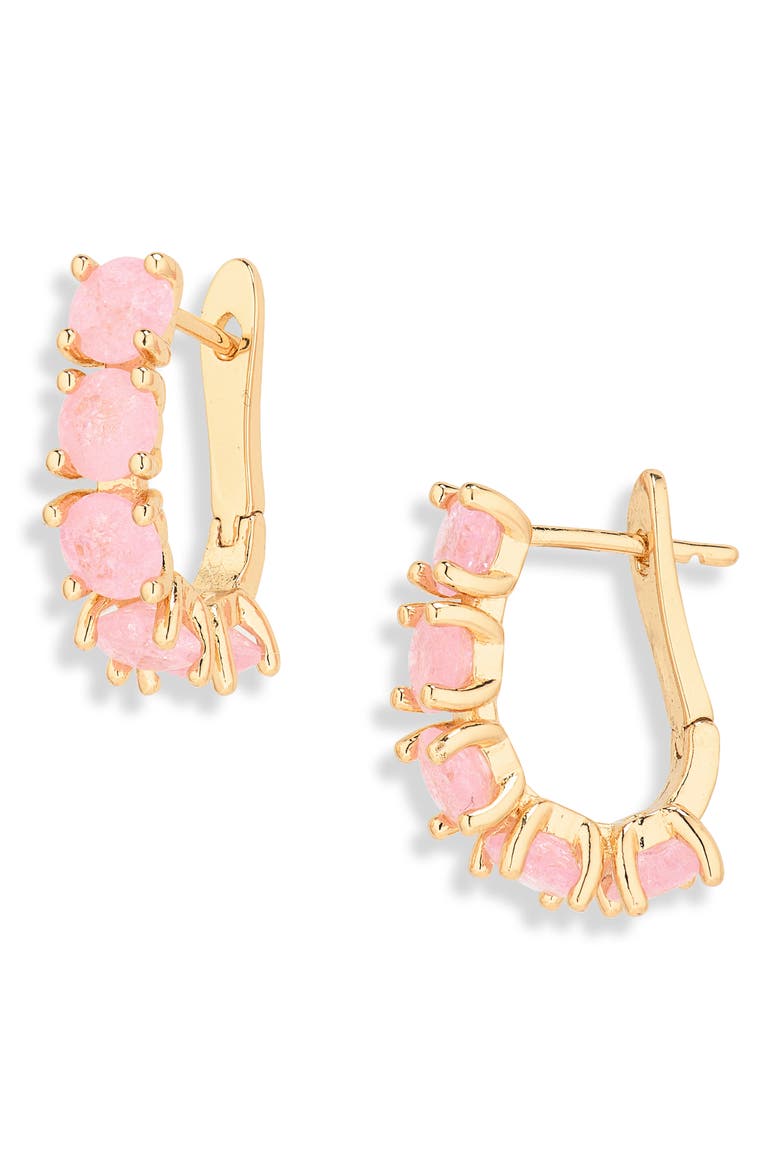 Cubic Zirconia Hoop Earrings, Main, color, PINK