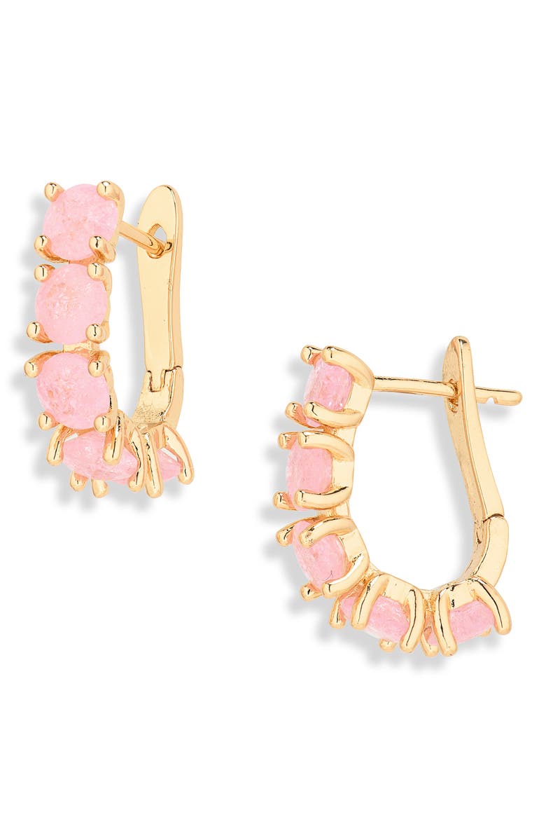 Cara Cubic Zirconia Hoop Earrings, Main, color, Pink