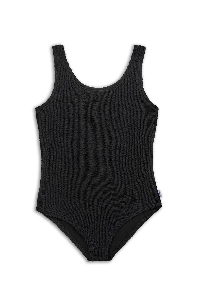 Limeapple Crinkle One Piece Swimsuit, Alternate, color, Black