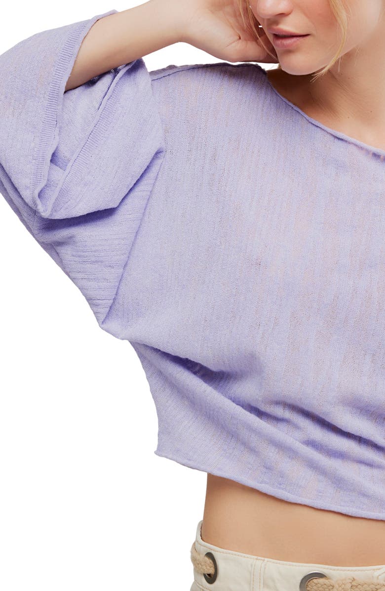 Free People Amber Breeze Linen Blend Sweater, Alternate, color, Violet Tune