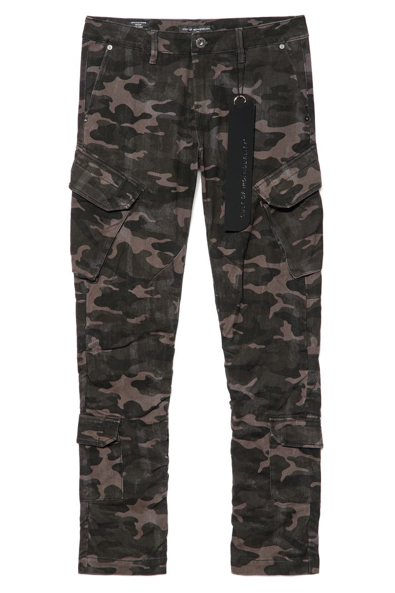 Rocker Slim Straight Cargo Jeans, Alternate, color, PEAT CAMO