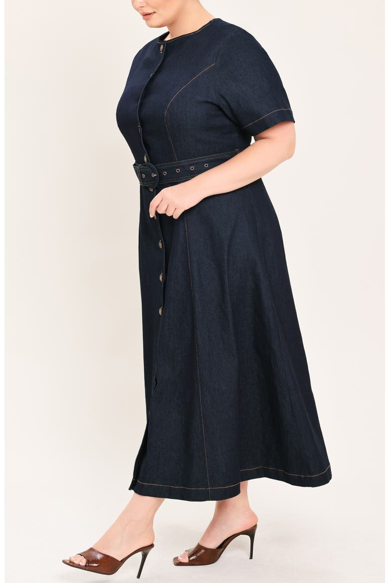 Denim Midi Dress, Alternate, color, DARK DENIM