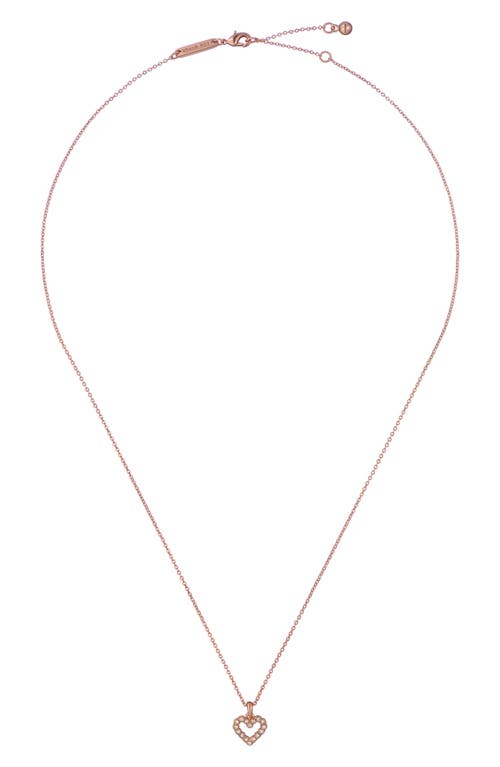 Ted Baker Amore Crystal Heart Pendant Necklace In Rose Gold Tone/clear Crystal