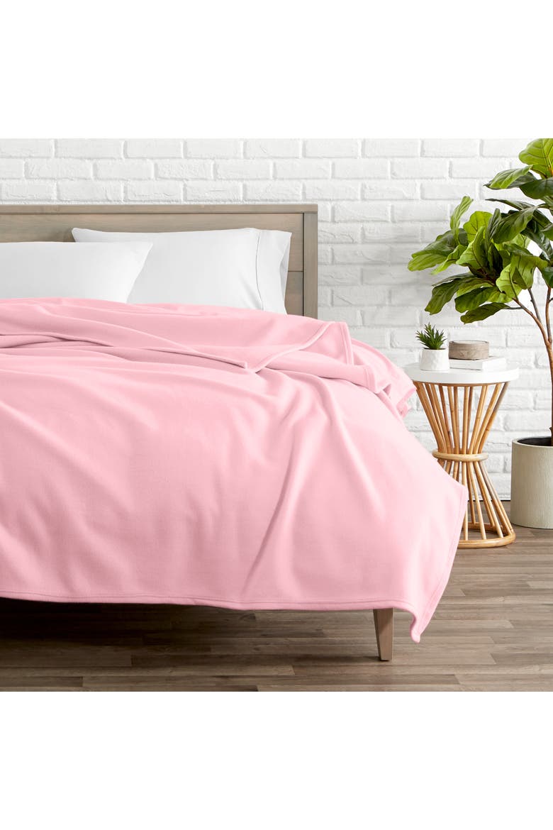 Lightweight Polar Fleece Throw Blanket, Alternate, color, Light Pink