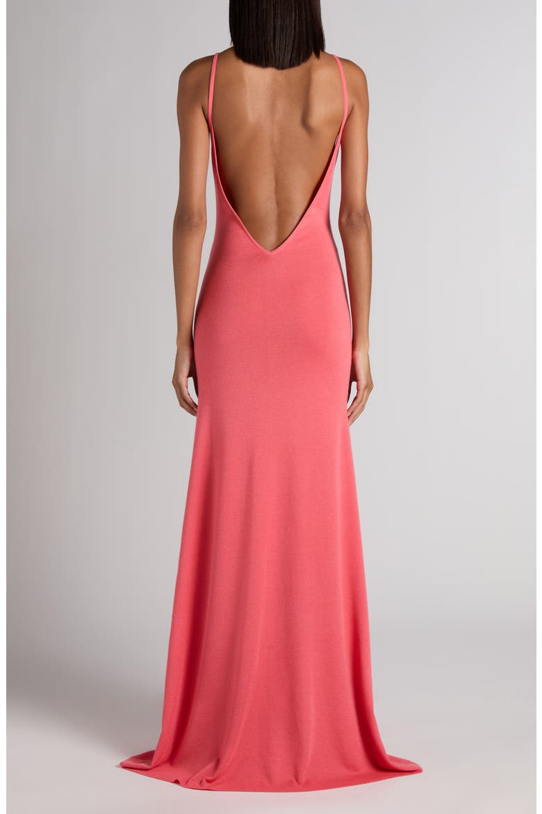 Slash Neck Open Back Cashmere & Silk Gown, Alternate, color, BRIGHT FUXIA