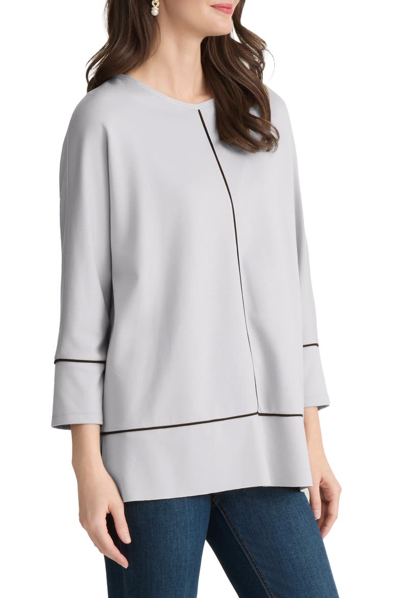 Piped Dolman Sleeve Tunic, Alternate, color, WHITE SAND / JONES BLACK