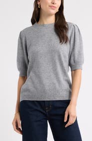 Caslon® Puff Sleeve Wool & Cashmere Sweater
