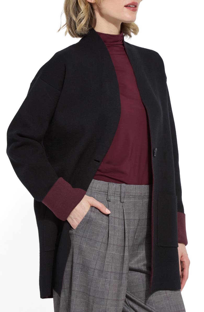 Lysse Nicolette Double Knit Cardigan, Alternate, color, Black/ Dark Plum