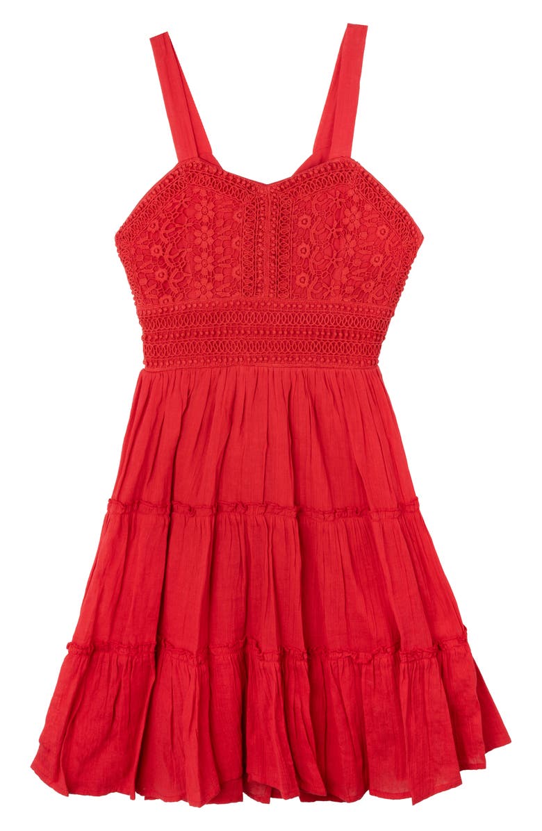 Rare Editions Kids' Floral Lace Dress, Main, color, Red