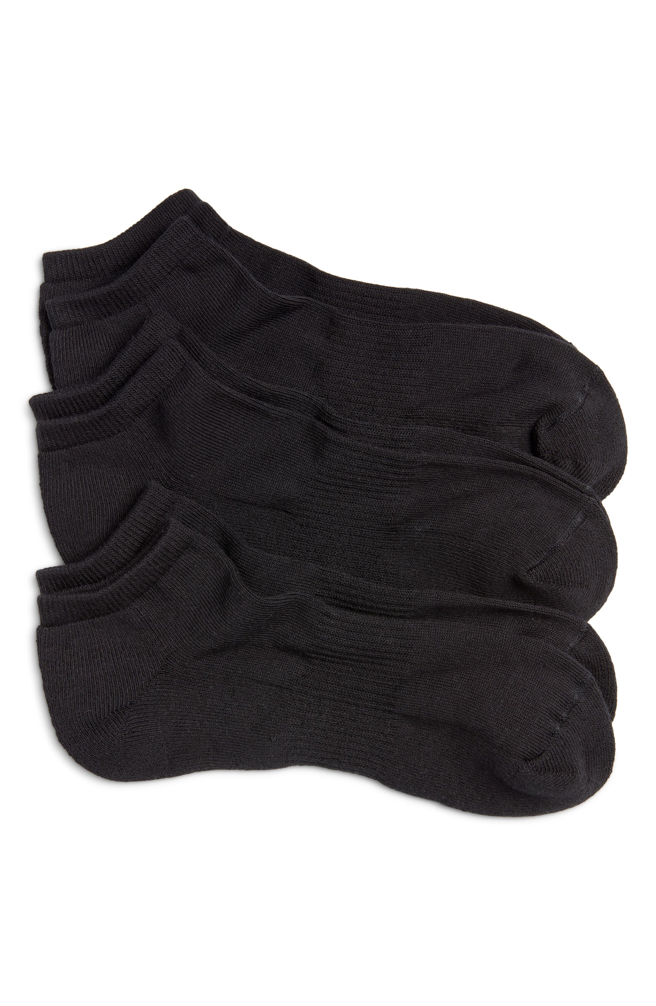 Nordstrom 3-pack Everyday Ankle Socks In Black