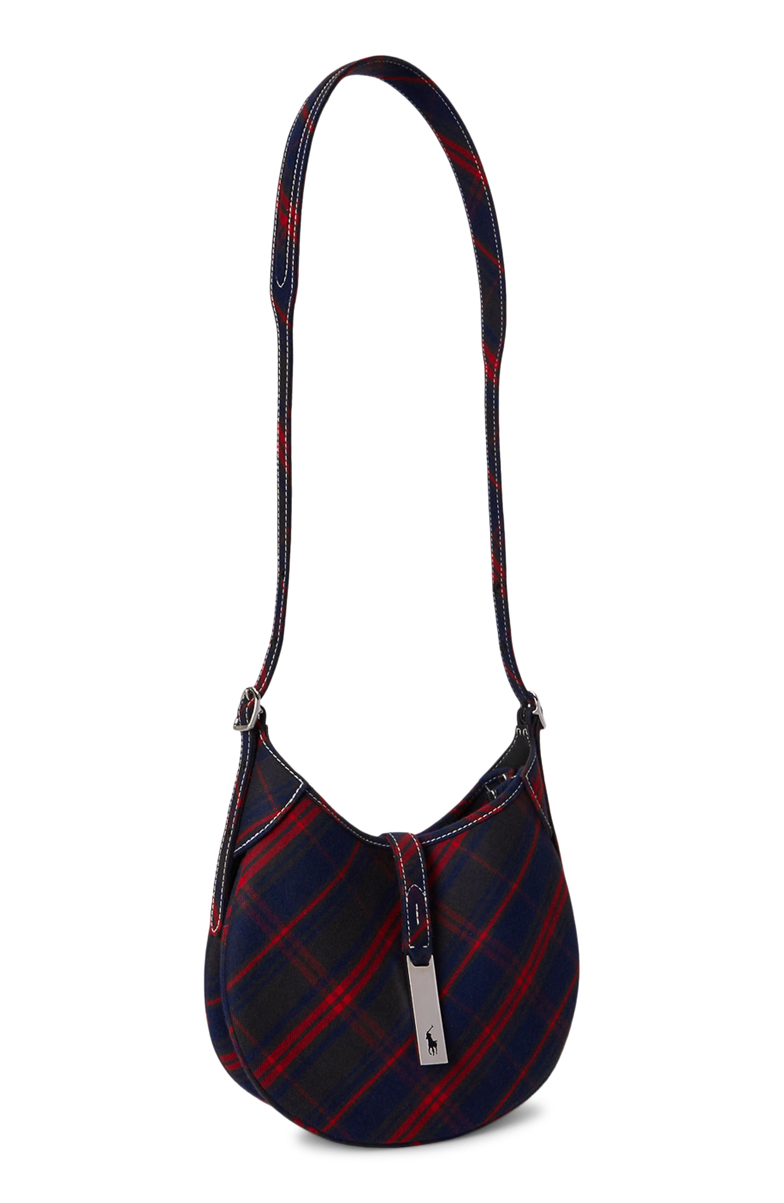 Small Polo ID Plaid Twill Shoulder Bag, Alternate, color, MULT PLAID